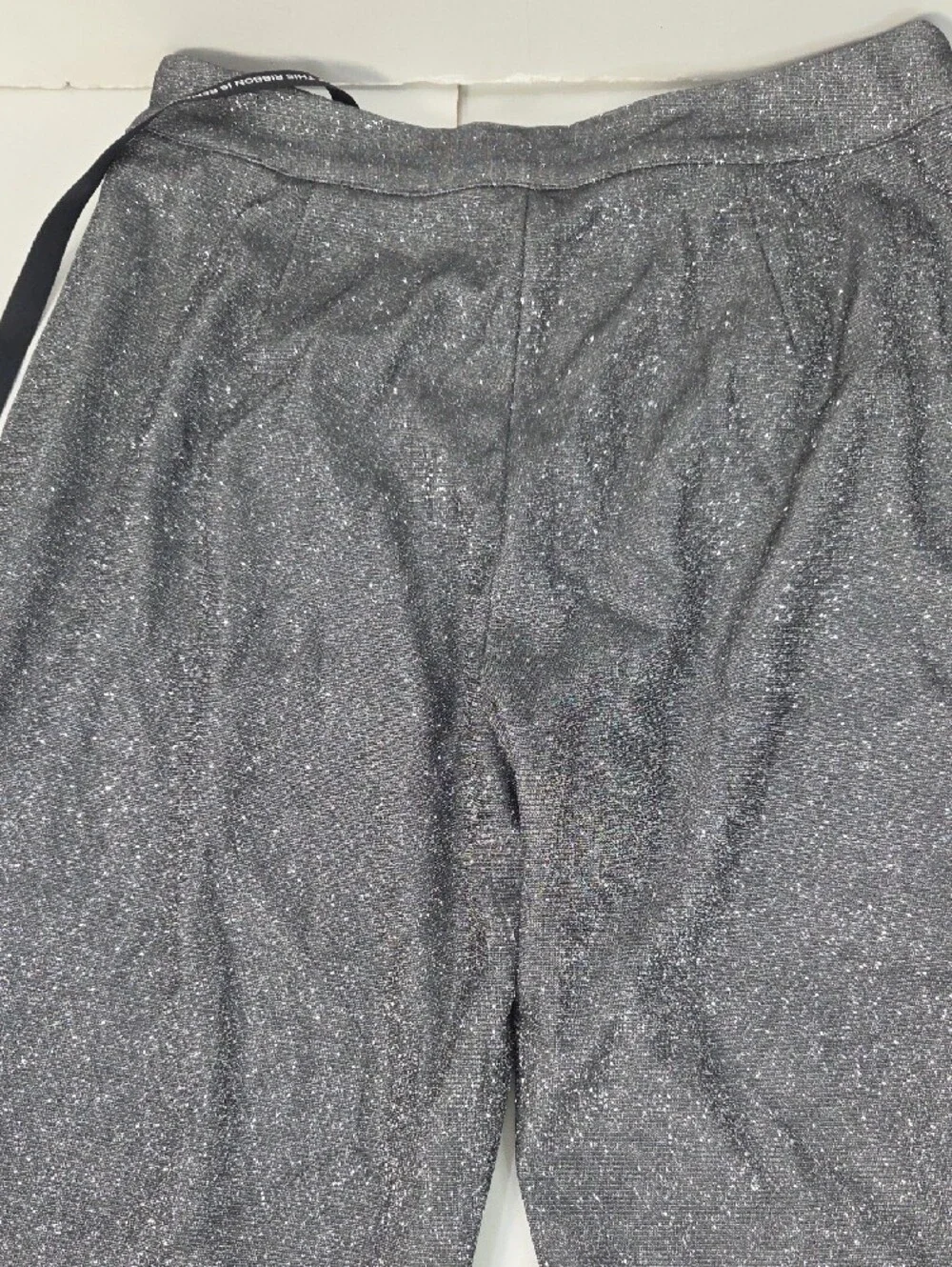 SLA The Label Santorini Womens Glitter Grey Wide-Leg Trousers M